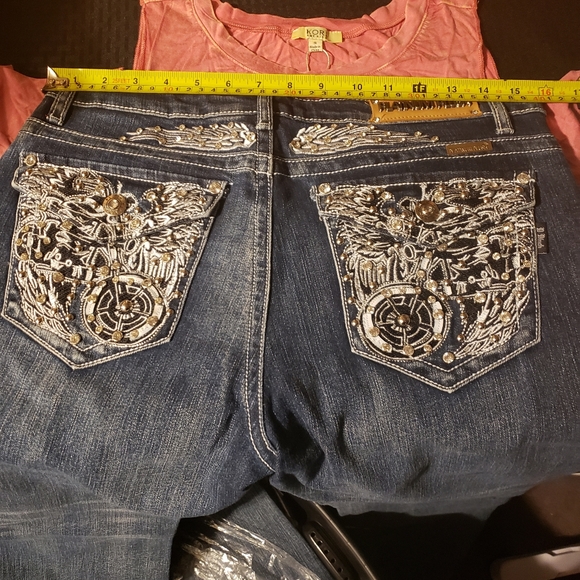 Motorcycle Wing Boot Leg Jeans w/Rhinestone Detail - Picture 8 of 8